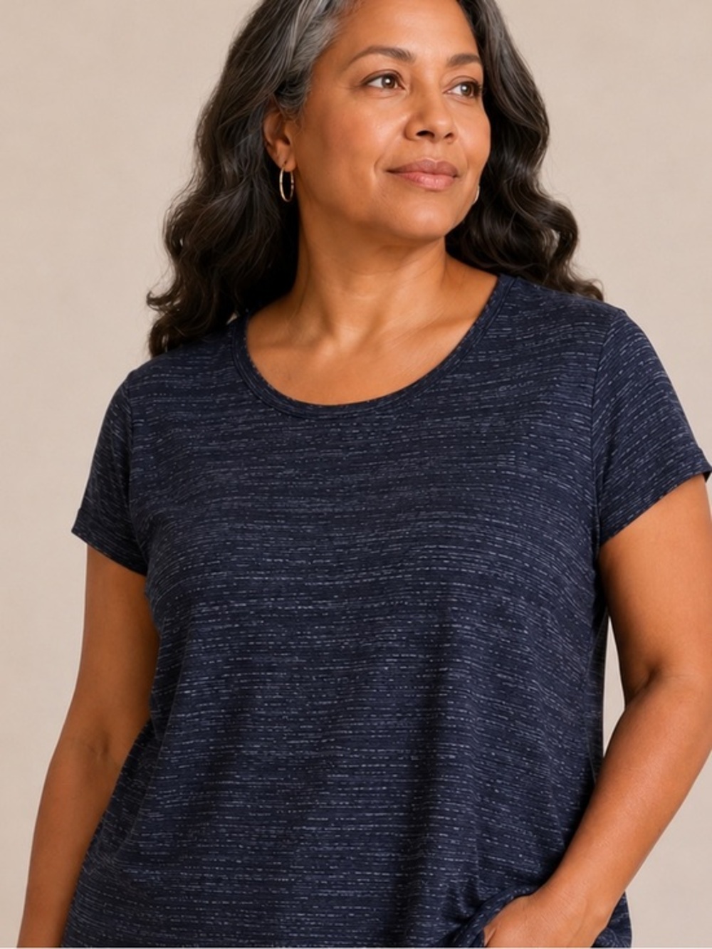 Croft & Barrow Navy Heathered "The Classic Tee" Short Sleeve Top NWT XXL #1553